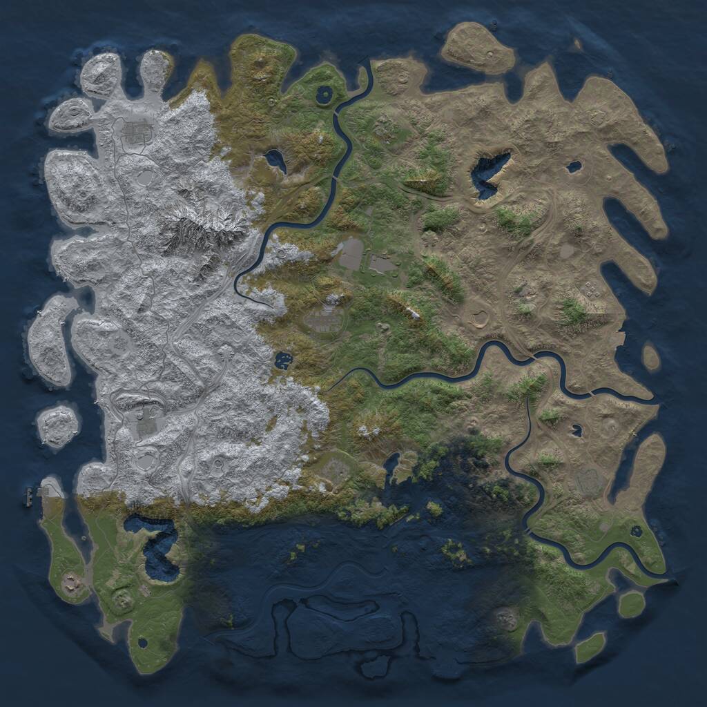 Rust Map: Procedural Map, Size: 6000, Seed: 620960954, 17 Monuments