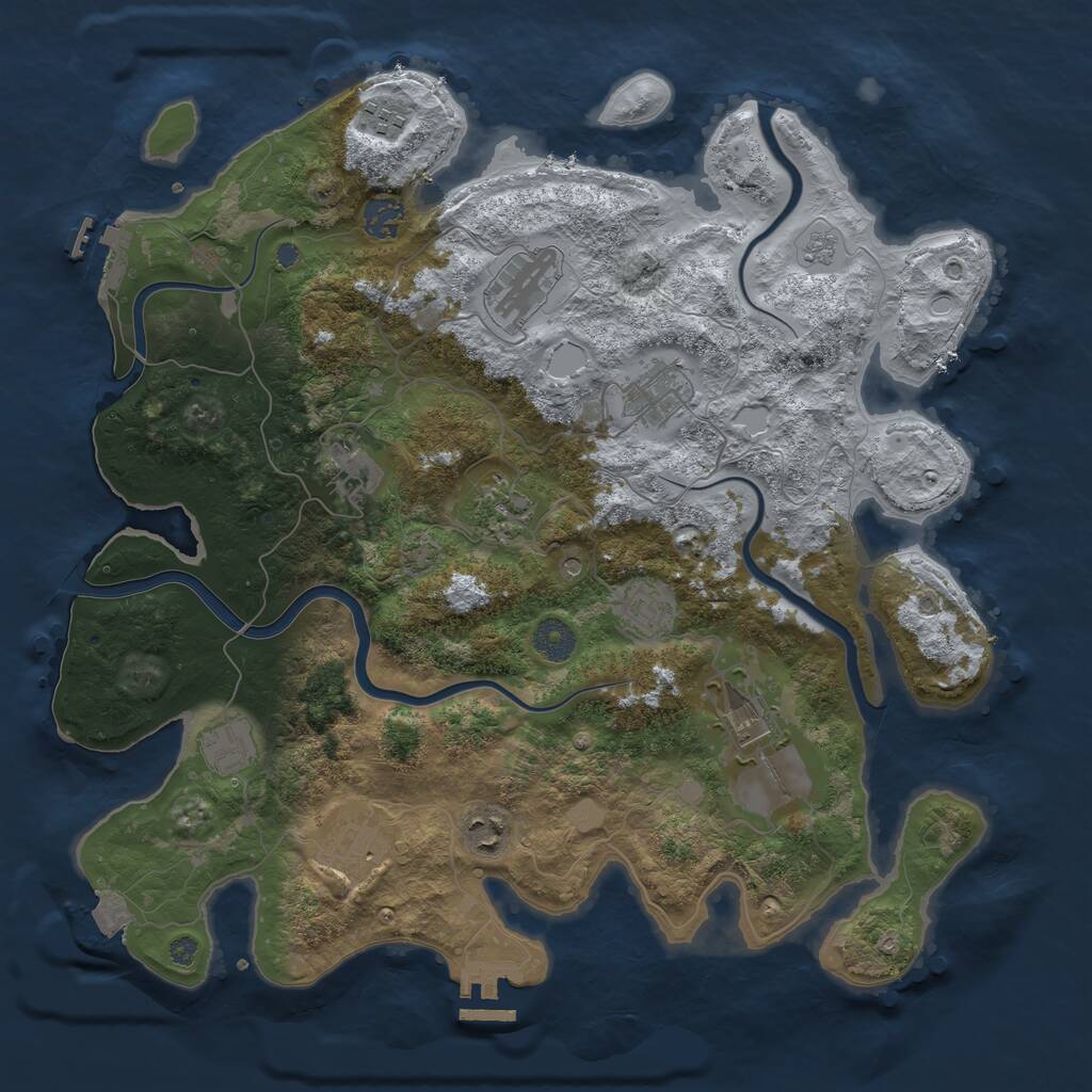 Rust Map: Procedural Map, Size: 3900, Seed: 11062025, 18 Monuments