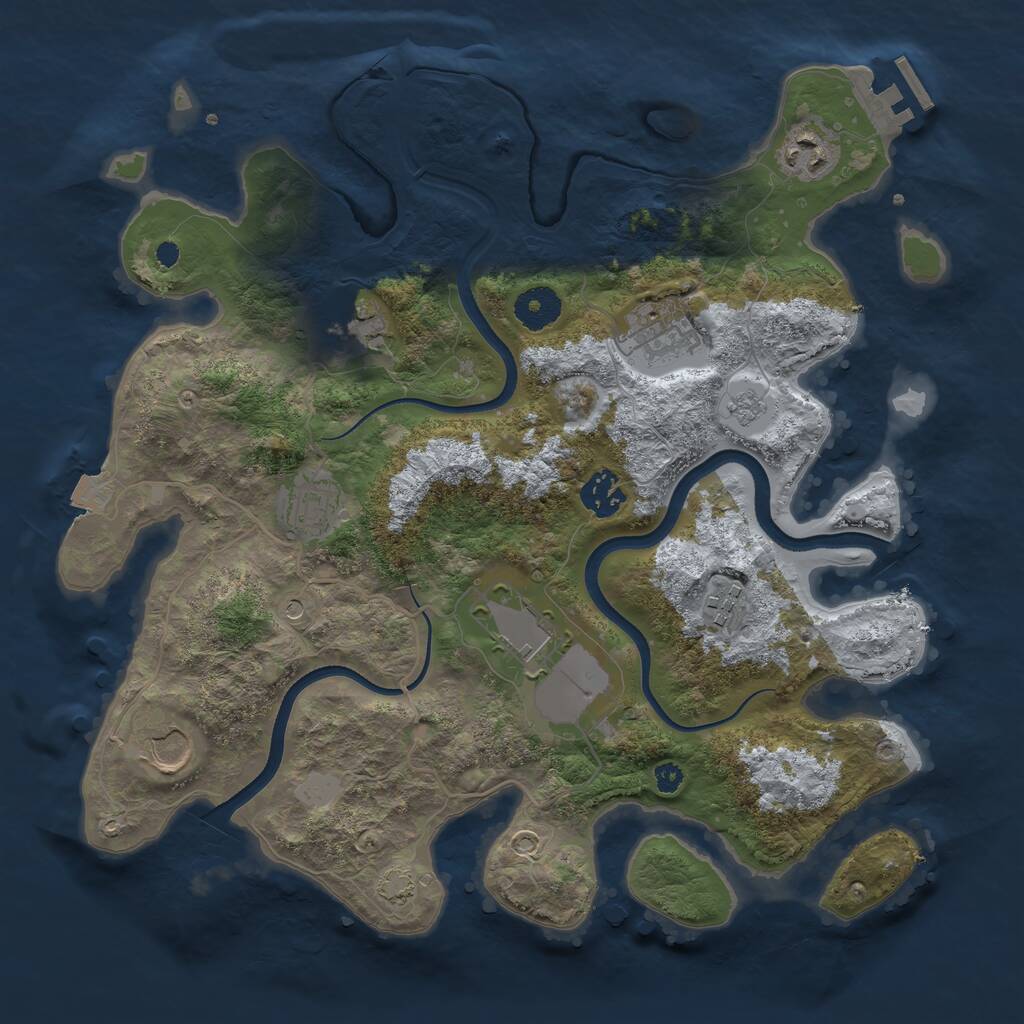 Rust Map: Procedural Map, Size: 3500, Seed: 1991989481, 13 Monuments