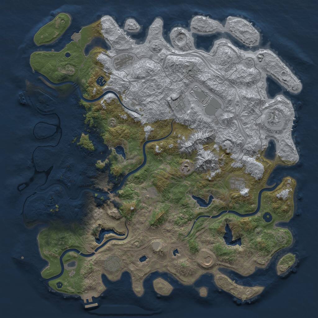 Rust Map: Procedural Map, Size: 5000, Seed: 655154, 17 Monuments