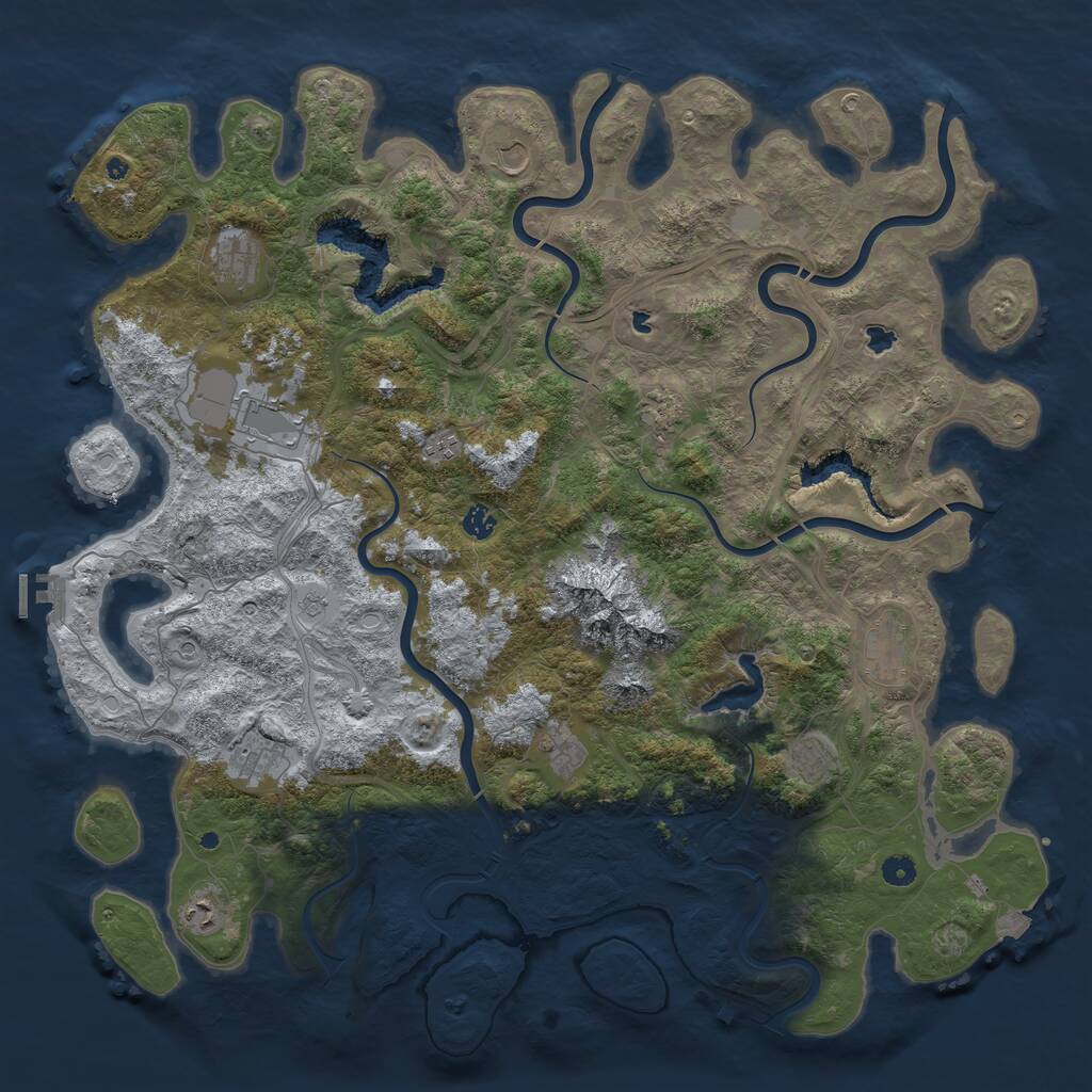 Rust Map: Procedural Map, Size: 5000, Seed: 327936009, 16 Monuments