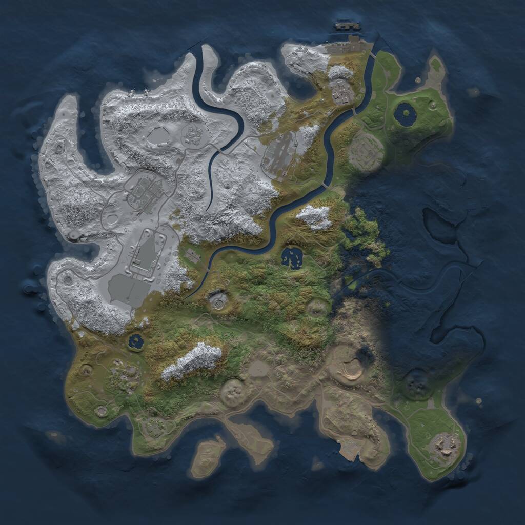 Rust Map: Procedural Map, Size: 3500, Seed: 412920227, 15 Monuments