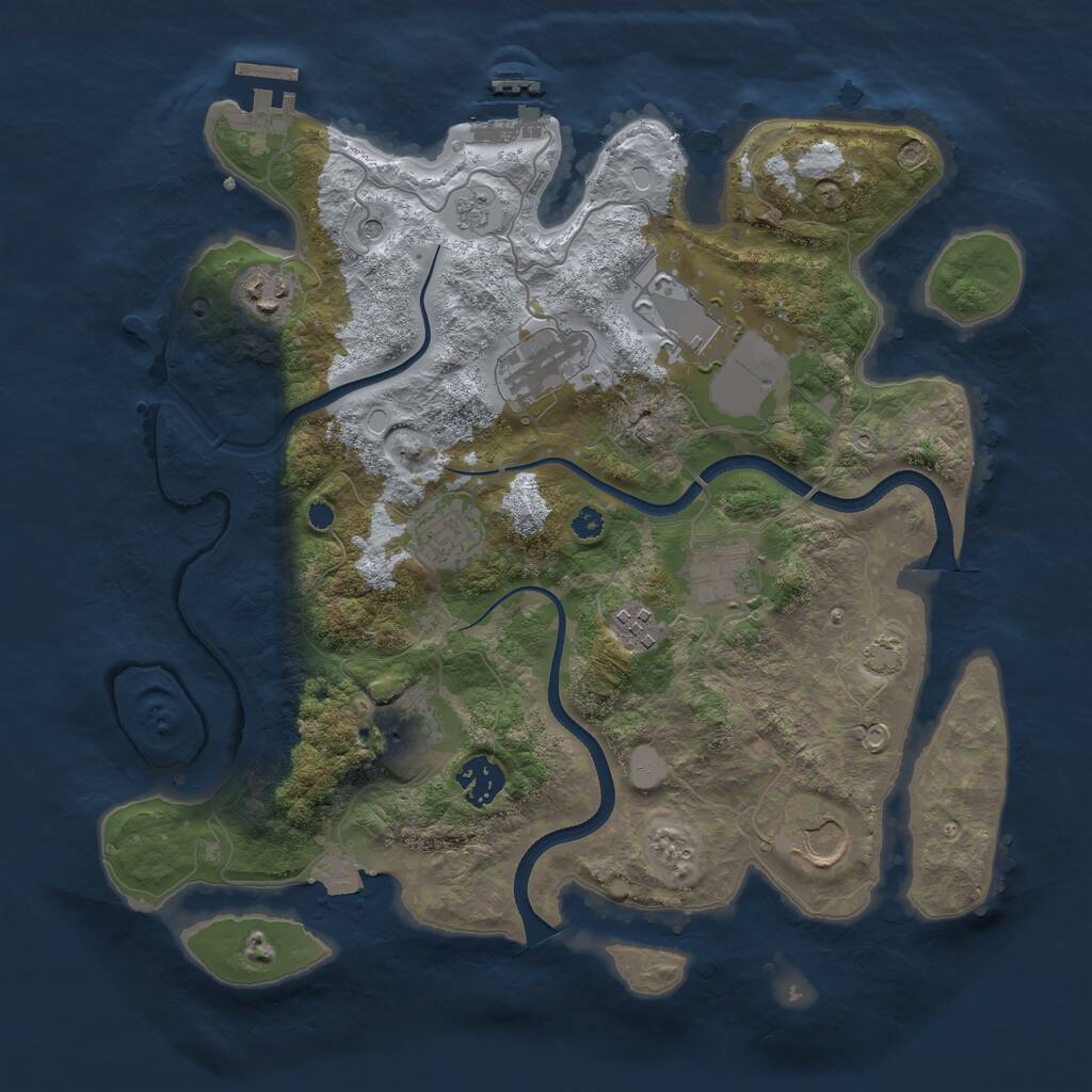 Rust Map: Procedural Map, Size: 3500, Seed: 1343350808, 15 Monuments