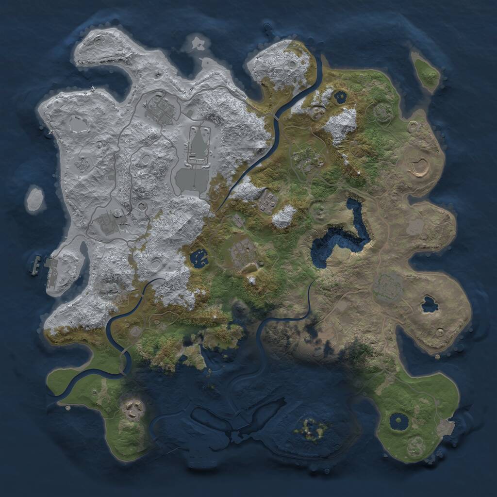 Rust Map: Procedural Map, Size: 4000, Seed: 3857, 17 Monuments