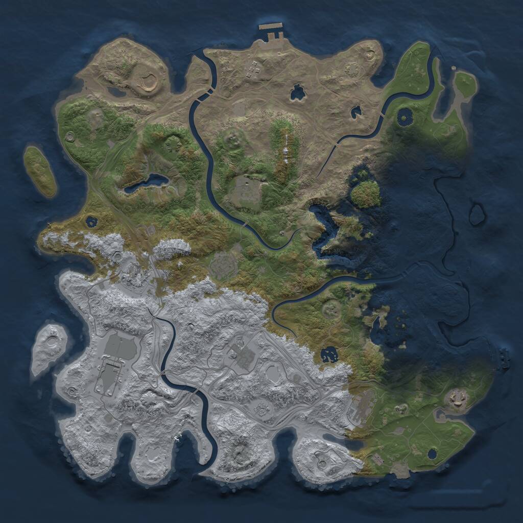 Rust Map: Procedural Map, Size: 4500, Seed: 1188442410, 16 Monuments