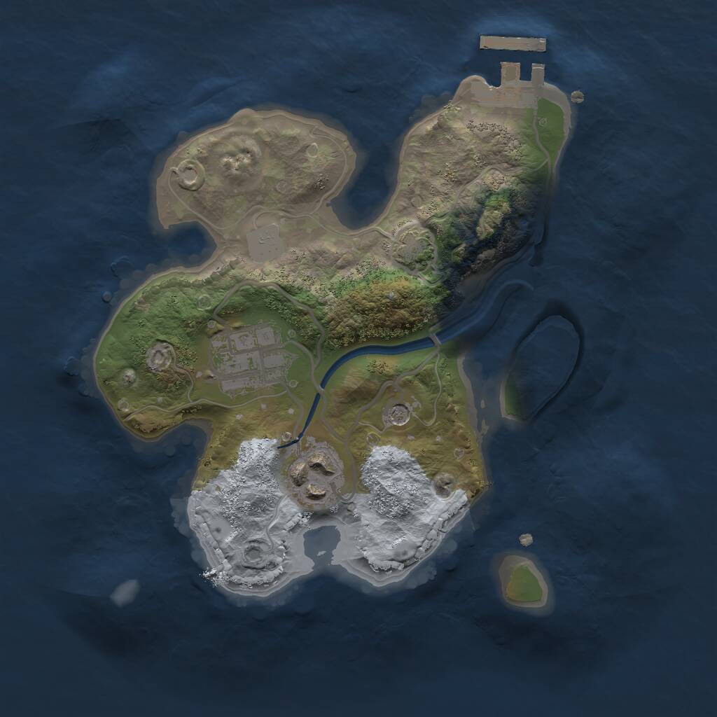 Rust Map: Procedural Map, Size: 2200, Seed: 1053928075, 6 Monuments