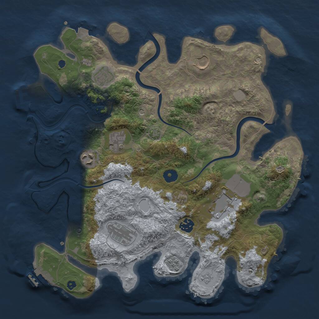 Rust Map: Procedural Map, Size: 3500, Seed: 538490309, 14 Monuments