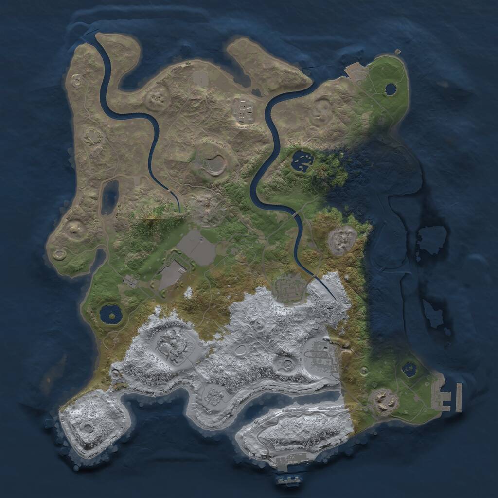 Rust Map: Procedural Map, Size: 3500, Seed: 631042930, 14 Monuments