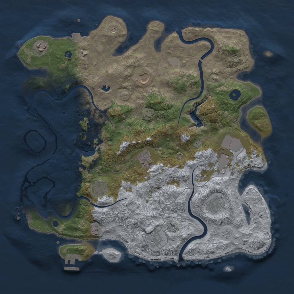 Rust Map: Procedural Map, Size: 4000, Seed: 9974, 14 Monuments