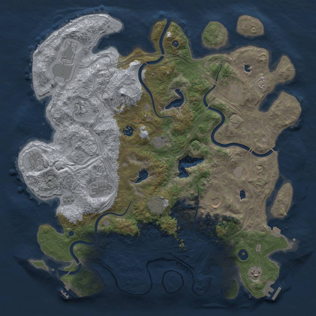 Rust Map: Procedural Map, Size: 4500, Seed: 431477379, 17 Monuments
