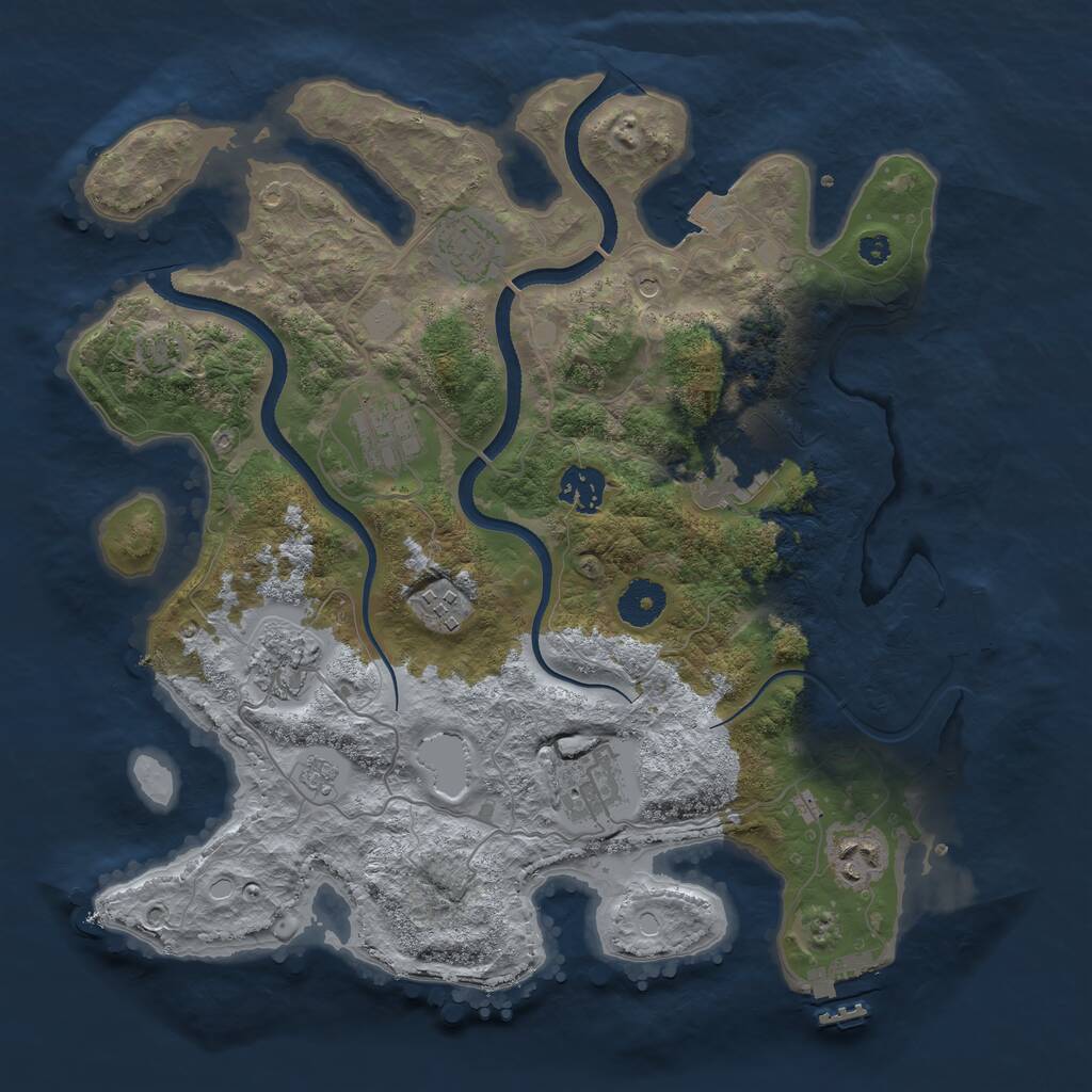 Rust Map: Procedural Map, Size: 3500, Seed: 148842069, 14 Monuments