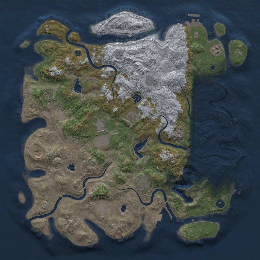 Rust Map: Procedural Map, Size: 4500, Seed: 1915379829, 16 Monuments