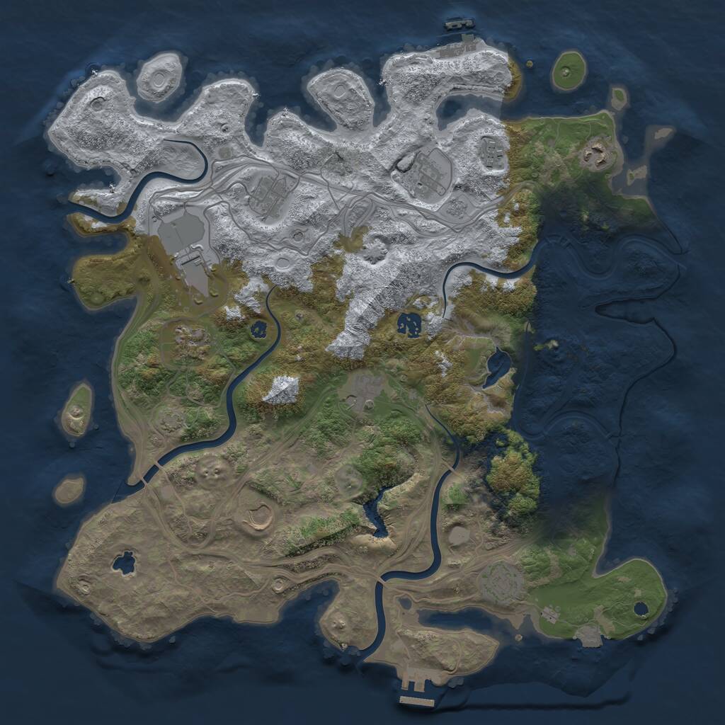 Rust Map: Procedural Map, Size: 4250, Seed: 576291550, 16 Monuments
