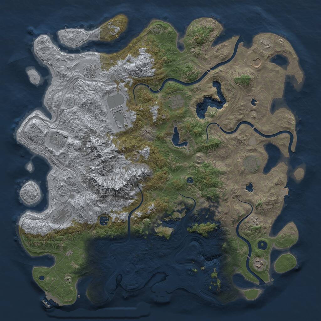 Rust Map: Procedural Map, Size: 5000, Seed: 991662703, 17 Monuments