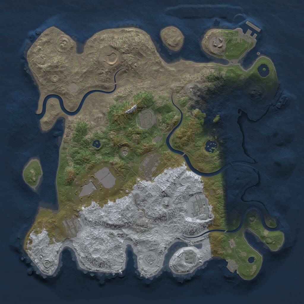 Rust Map: Procedural Map, Size: 3750, Seed: 2146874231, 15 Monuments