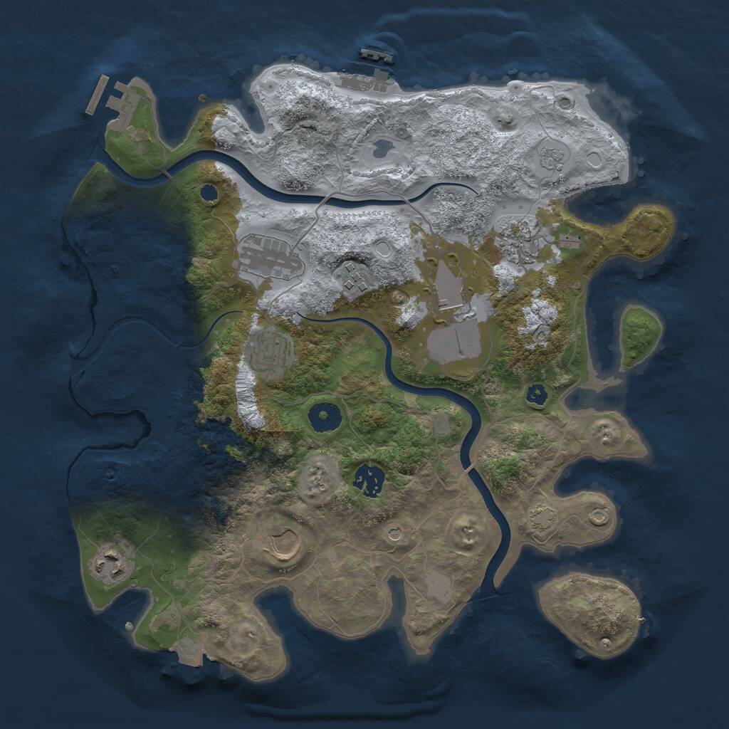 Rust Map: Procedural Map, Size: 3500, Seed: 40932941, 14 Monuments