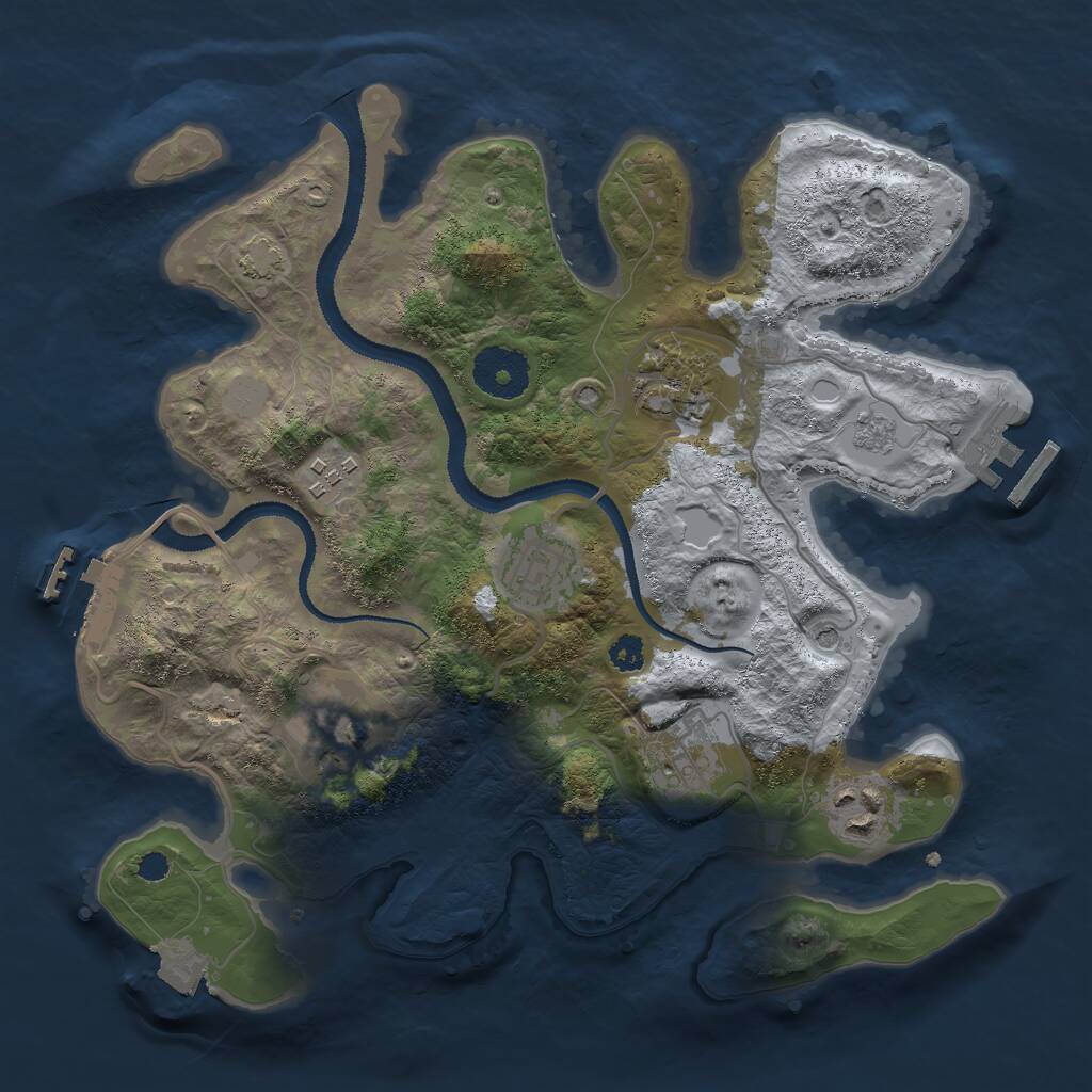 Rust Map: Procedural Map, Size: 2999, Seed: 799216758, 12 Monuments