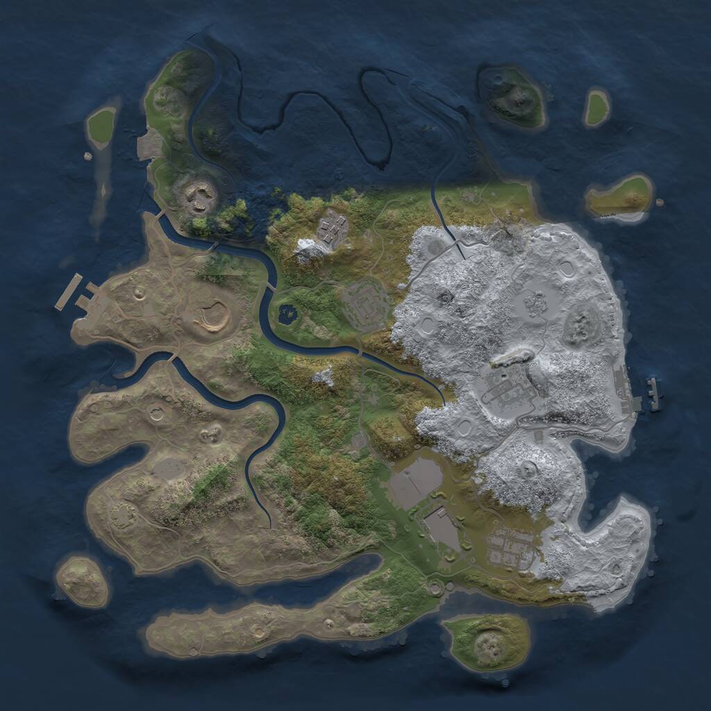 Rust Map: Procedural Map, Size: 3500, Seed: 1105246564, 13 Monuments
