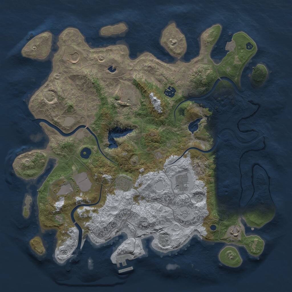 Rust Map: Procedural Map, Size: 4000, Seed: 1921783053, 13 Monuments
