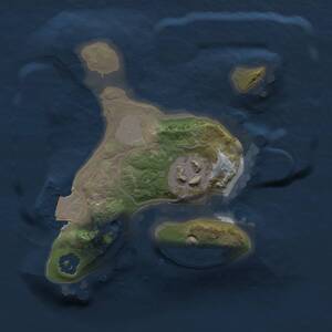 Thumbnail Rust Map: Procedural Map, Size: 1600, Seed: 696969, 2 Monuments