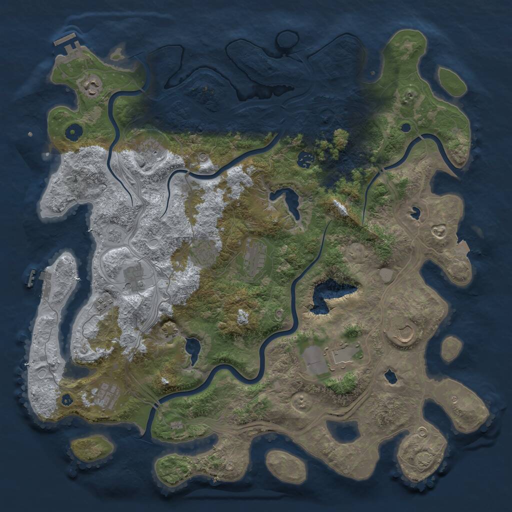 Rust Map: Procedural Map, Size: 4500, Seed: 1370971096, 16 Monuments