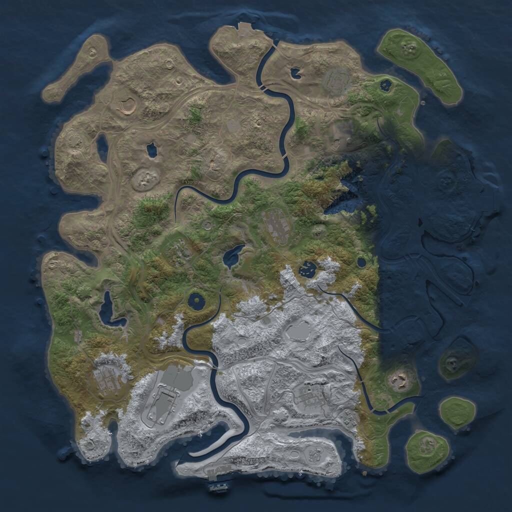 Rust Map: Procedural Map, Size: 4500, Seed: 1067422481, 17 Monuments