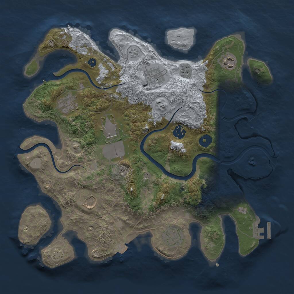 Rust Map: Procedural Map, Size: 3500, Seed: 814326358, 13 Monuments