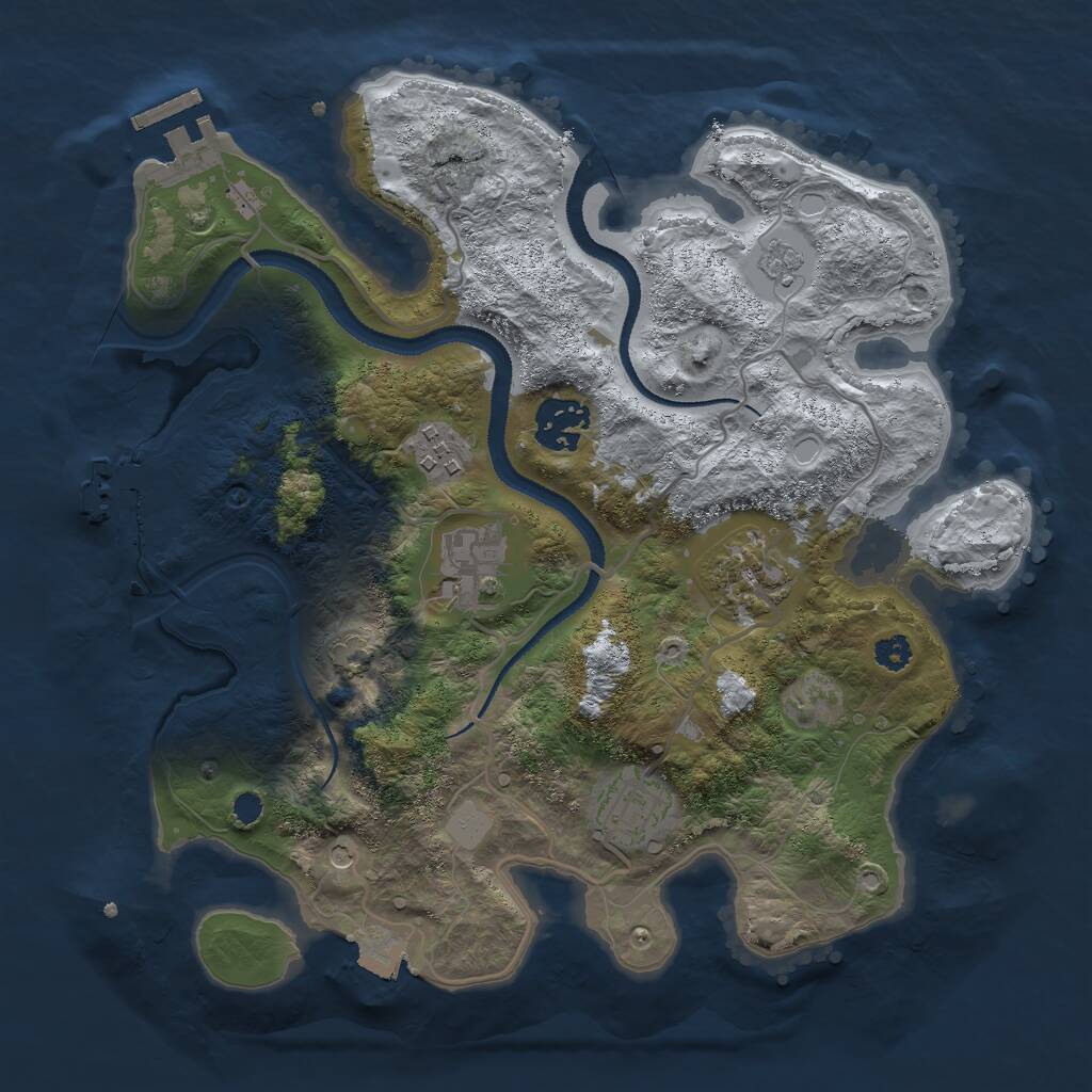 Rust Map: Procedural Map, Size: 3000, Seed: 523345455, 11 Monuments