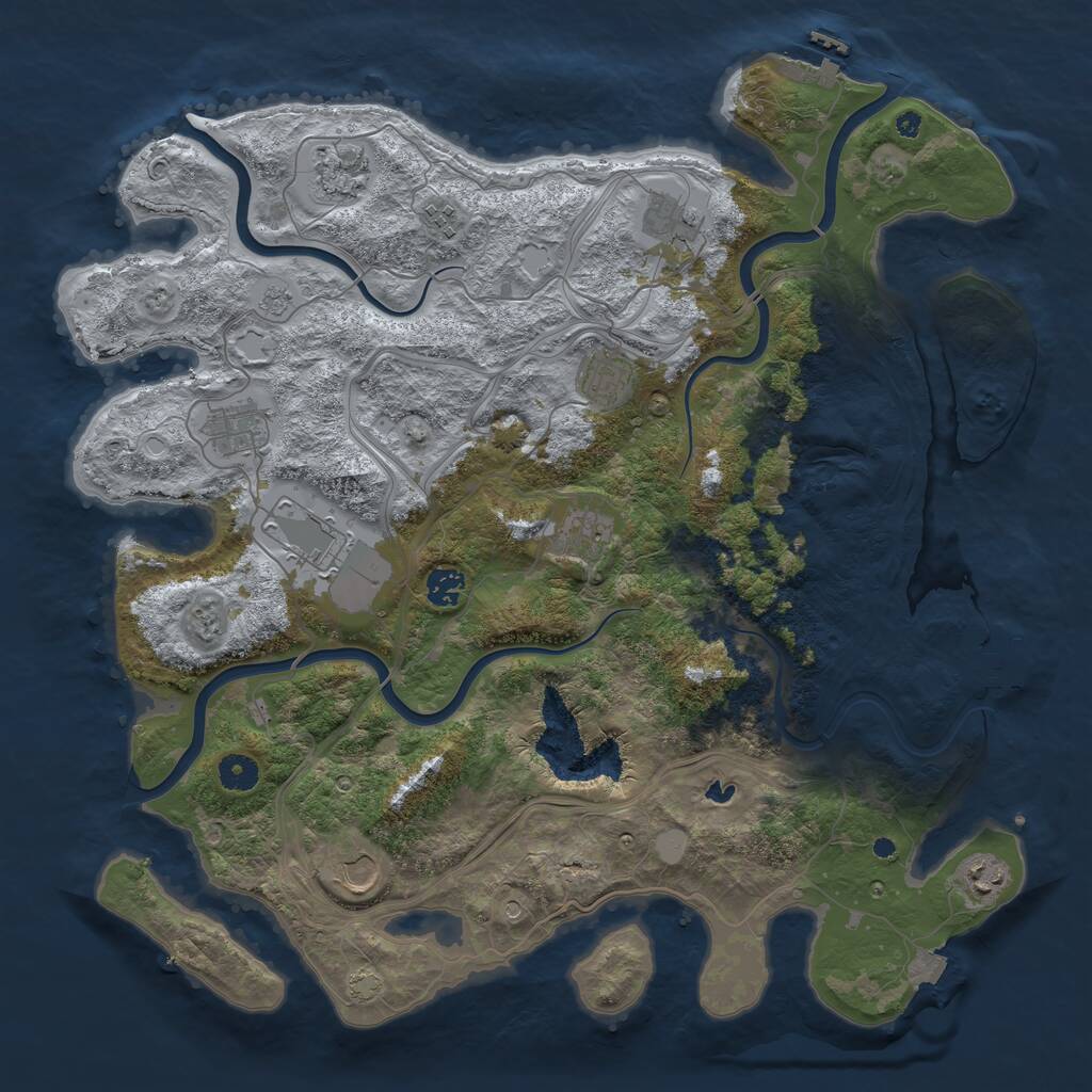 Rust Map: Procedural Map, Size: 4250, Seed: 731406230, 16 Monuments