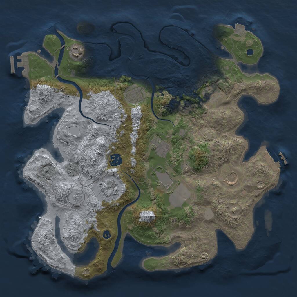 Rust Map: Procedural Map, Size: 3500, Seed: 856733, 15 Monuments