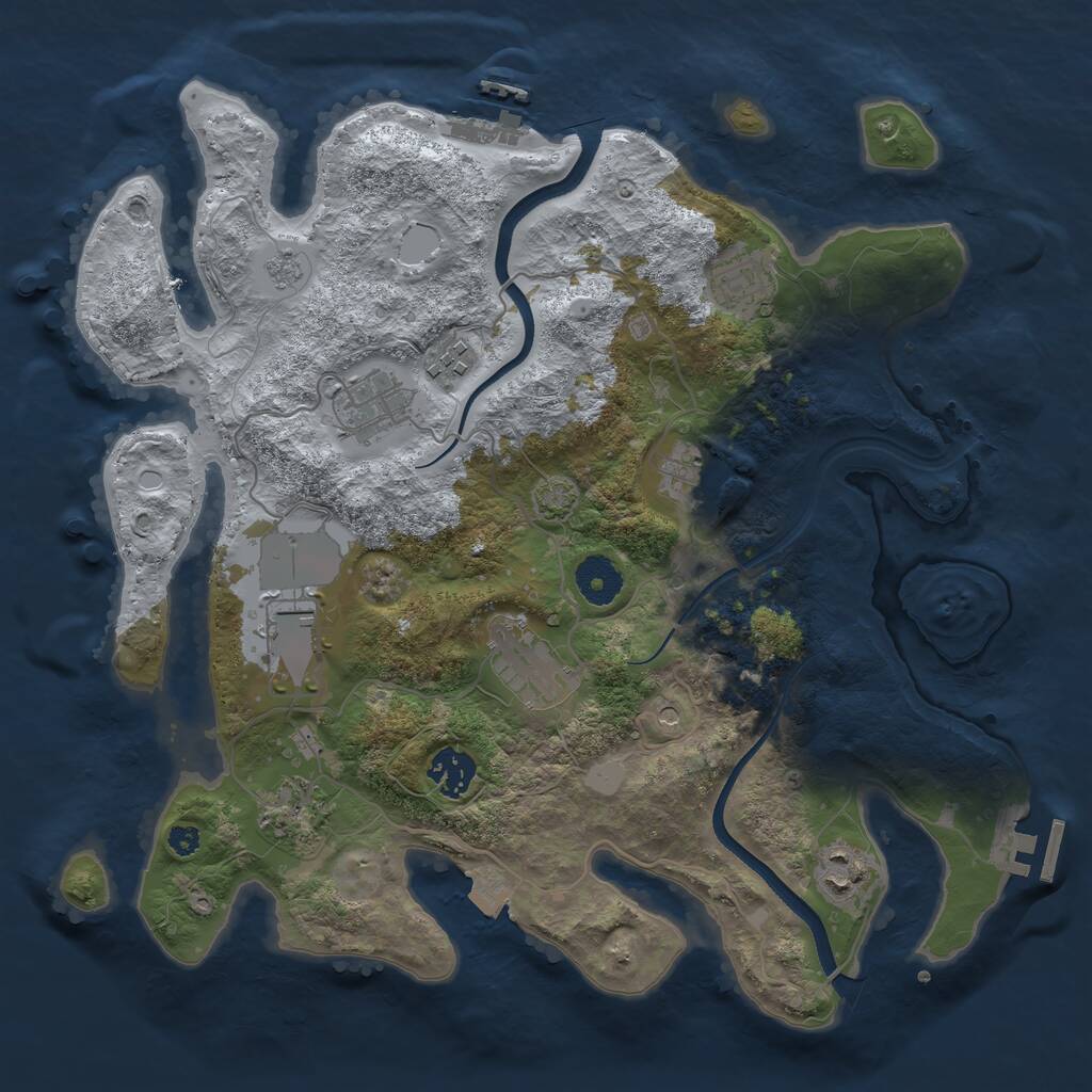 Rust Map: Procedural Map, Size: 3500, Seed: 1466398592, 15 Monuments