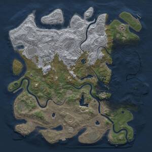 Thumbnail Rust Map: Procedural Map, Size: 4500, Seed: 11256300, 16 Monuments
