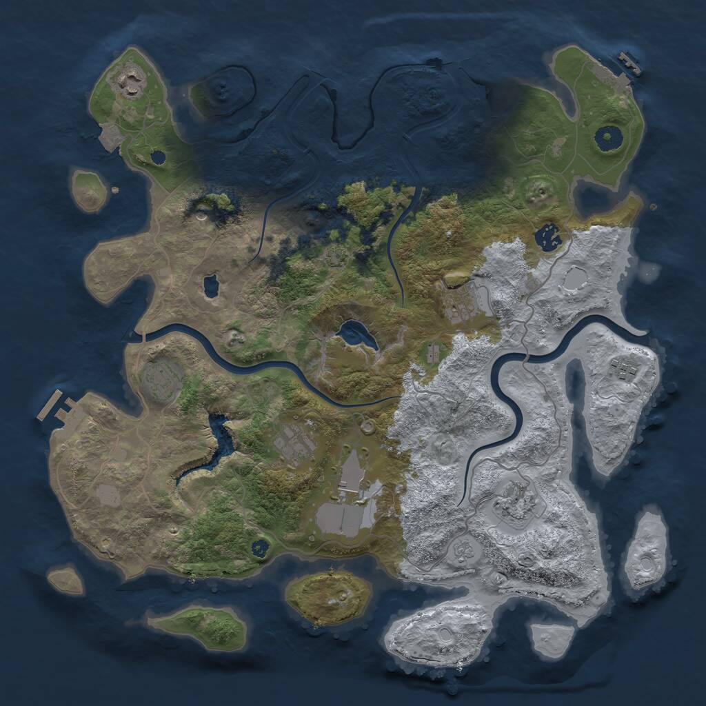 Rust Map: Procedural Map, Size: 4000, Seed: 433374007, 14 Monuments