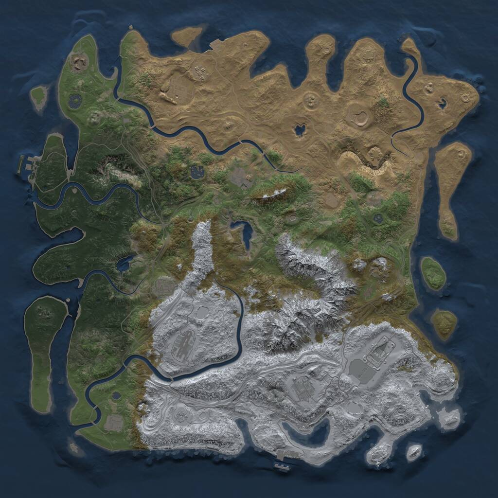 Rust Map: Procedural Map, Size: 5100, Seed: 673504572, 19 Monuments