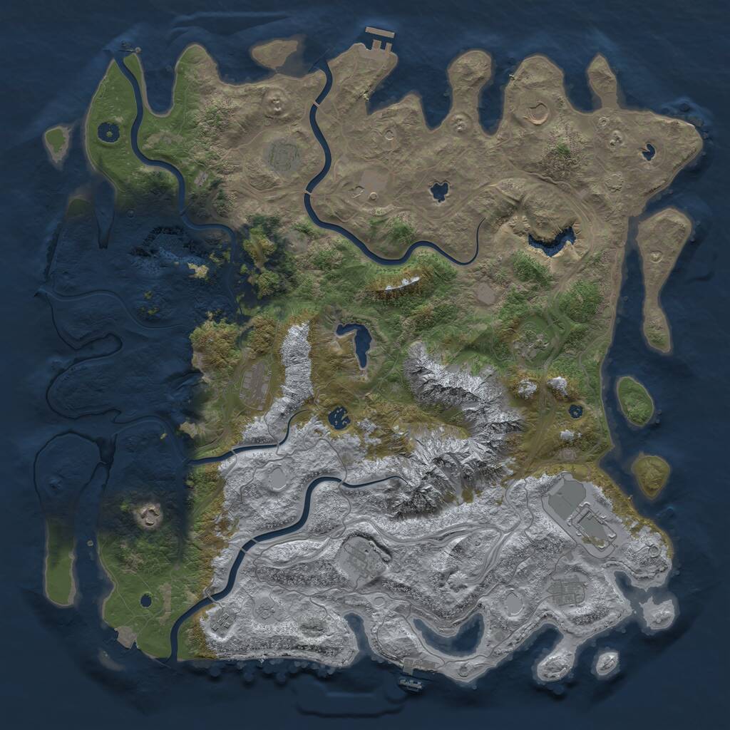 Rust Map: Procedural Map, Size: 5100, Seed: 673504572, 17 Monuments