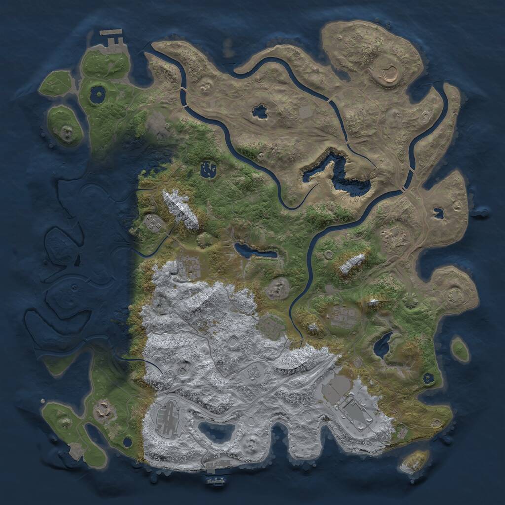 Rust Map: Procedural Map, Size: 4500, Seed: 738552297, 17 Monuments