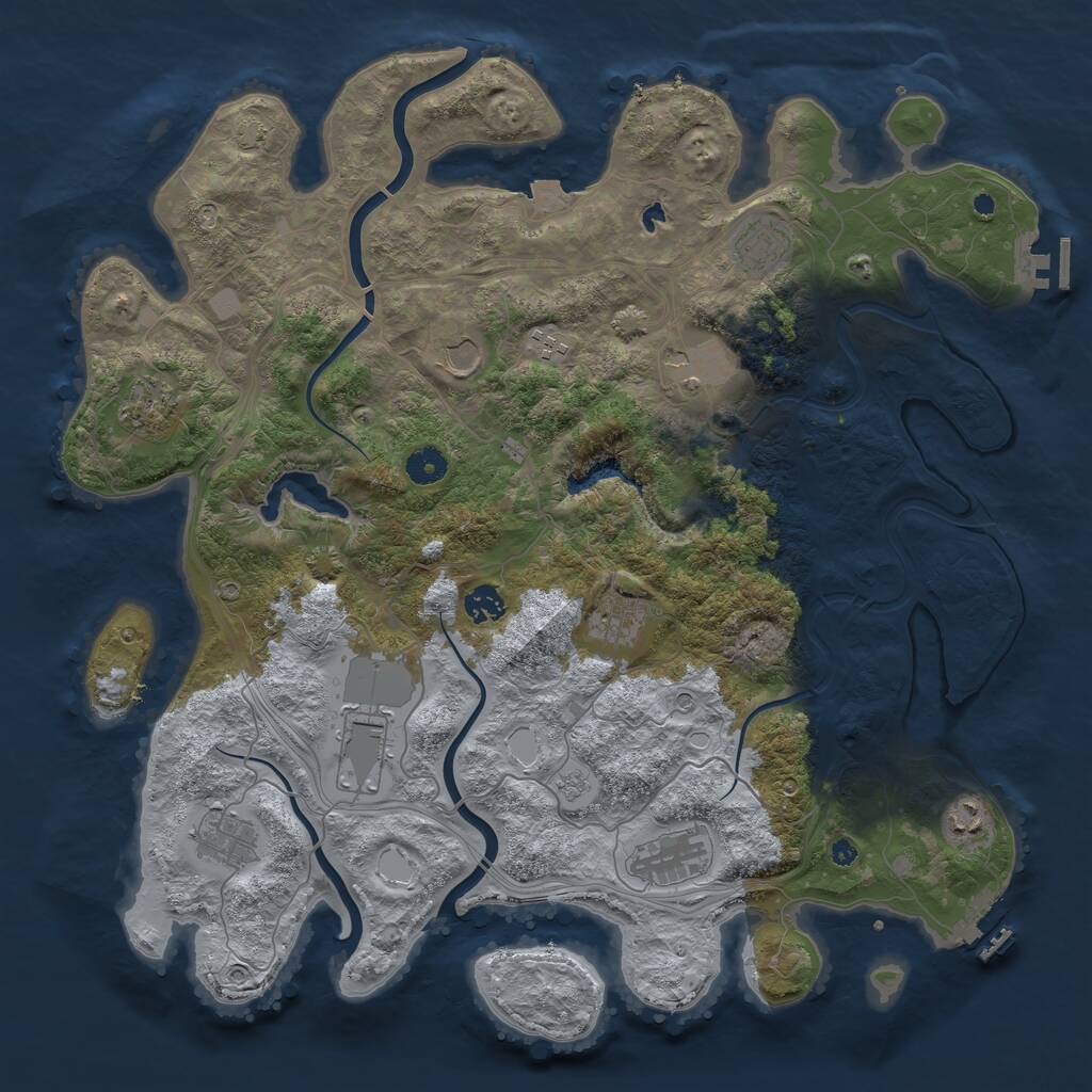 Rust Map: Procedural Map, Size: 4250, Seed: 84536993, 17 Monuments