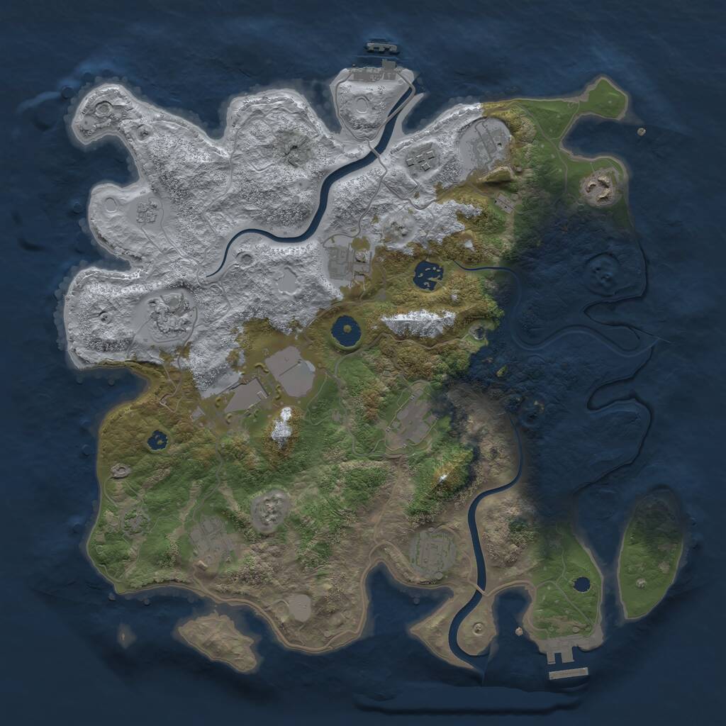 Rust Map: Procedural Map, Size: 3750, Seed: 1664628517, 16 Monuments