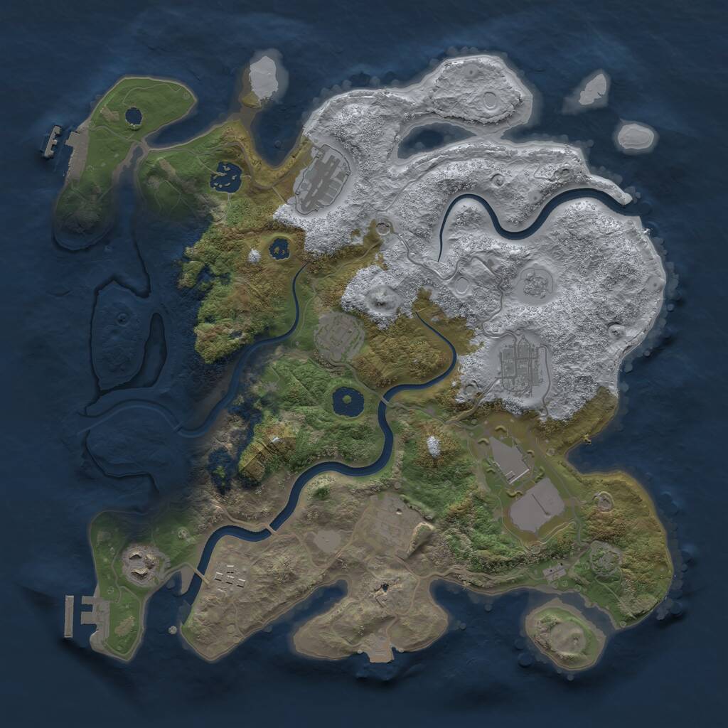 Rust Map: Procedural Map, Size: 3500, Seed: 212854265, 14 Monuments