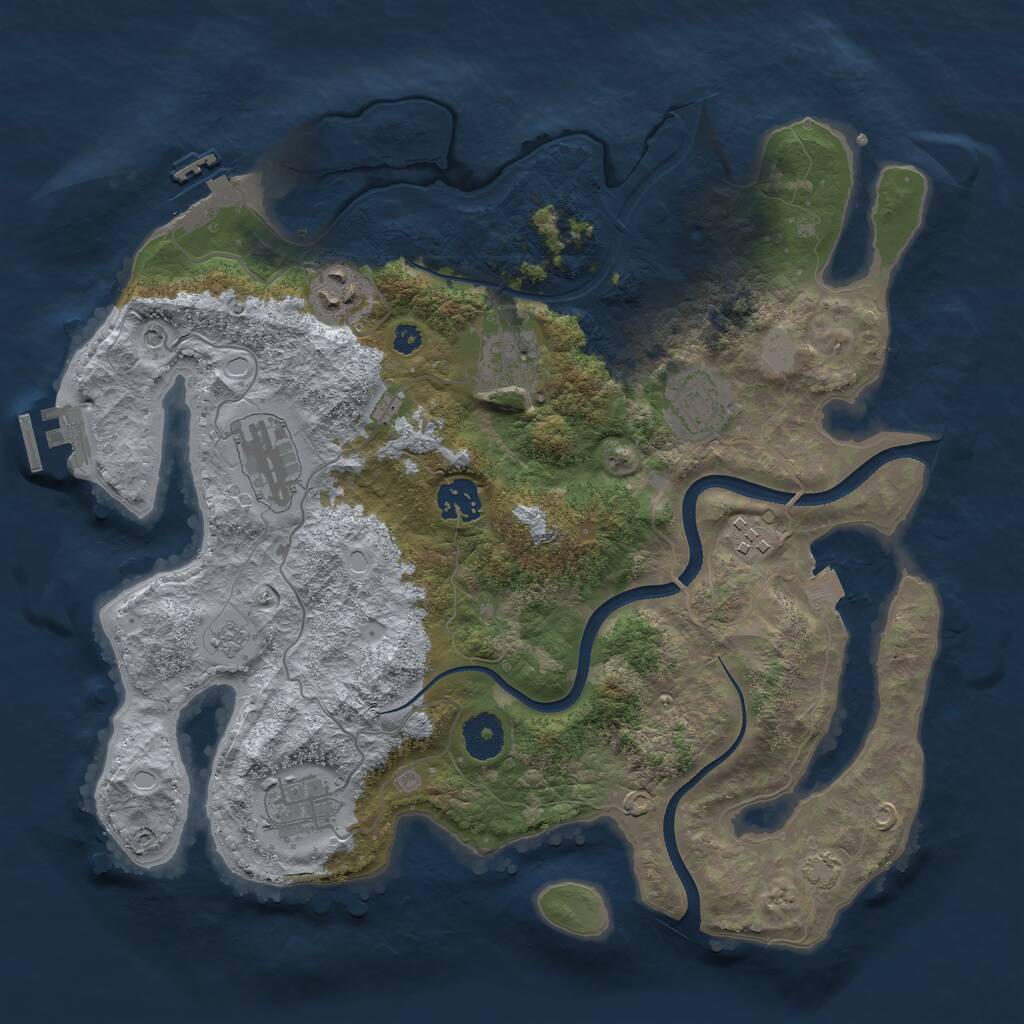 Rust Map: Procedural Map, Size: 3500, Seed: 36546, 13 Monuments