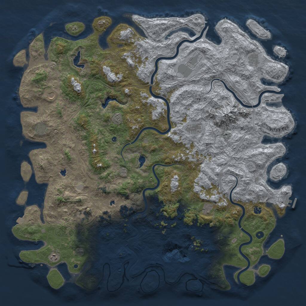 Rust Map: Procedural Map, Size: 6000, Seed: 613482675, 16 Monuments