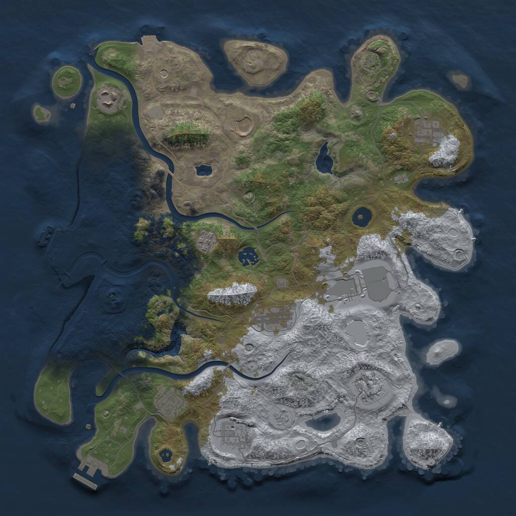 Rust Map: Procedural Map, Size: 4000, Seed: 226198071, 16 Monuments