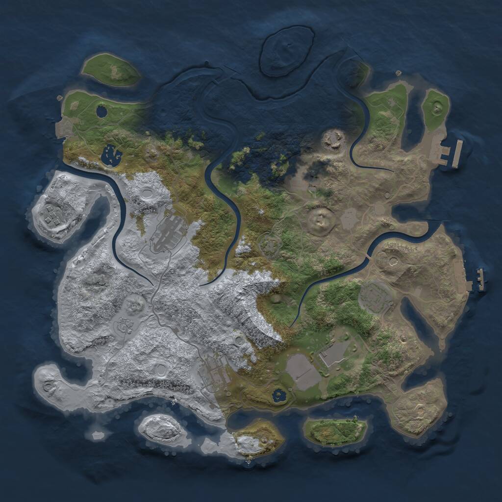 Rust Map: Procedural Map, Size: 3600, Seed: 20952946, 14 Monuments