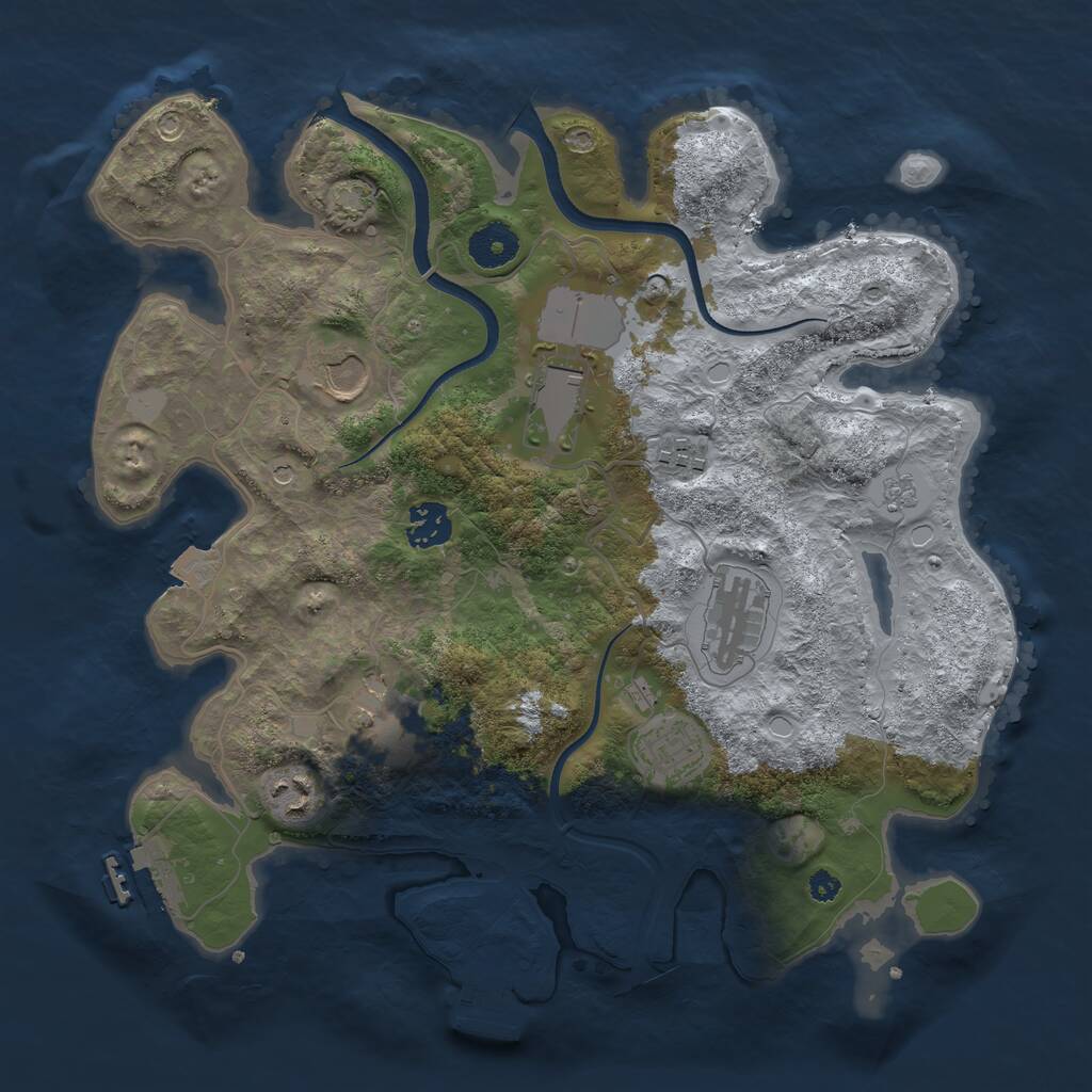 Rust Map: Procedural Map, Size: 3500, Seed: 130001, 14 Monuments