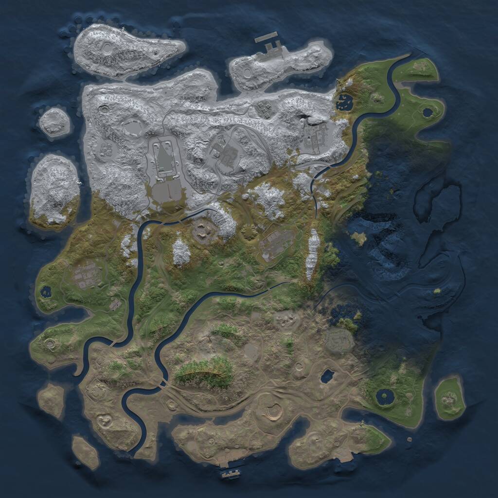 Rust Map: Procedural Map, Size: 4300, Seed: 1145202720, 16 Monuments