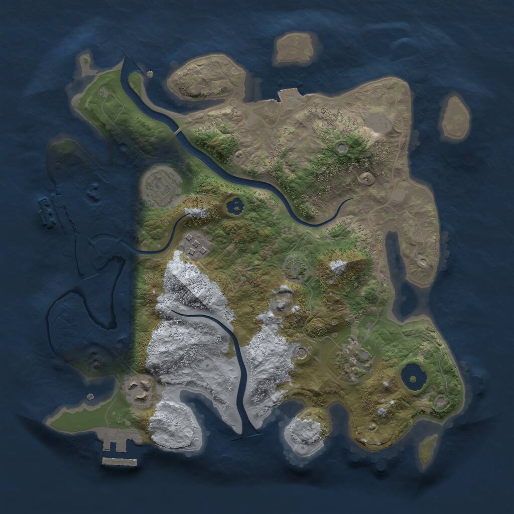 Rust Map: Procedural Map, Size: 3000, Seed: 28591, 9 Monuments