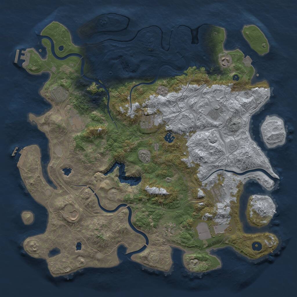 Rust Map: Procedural Map, Size: 4500, Seed: 907541362, 17 Monuments