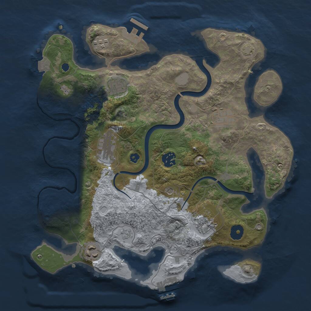 Rust Map: Procedural Map, Size: 3250, Seed: 1293549487, 13 Monuments