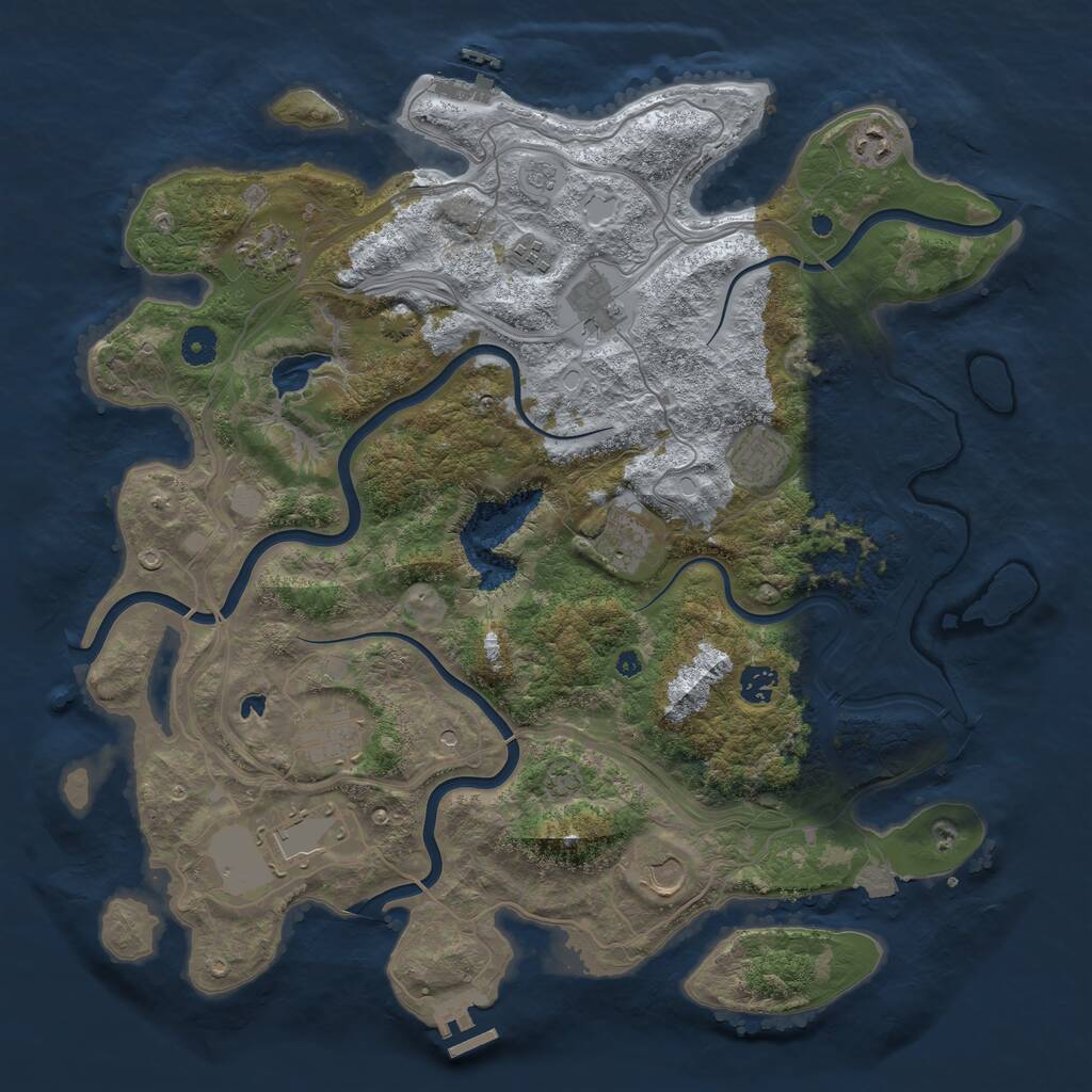 Rust Map: Procedural Map, Size: 4250, Seed: 822402893, 16 Monuments