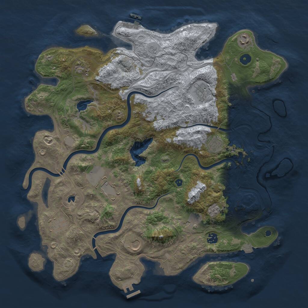 Rust Map: Procedural Map, Size: 4250, Seed: 822402893, 16 Monuments